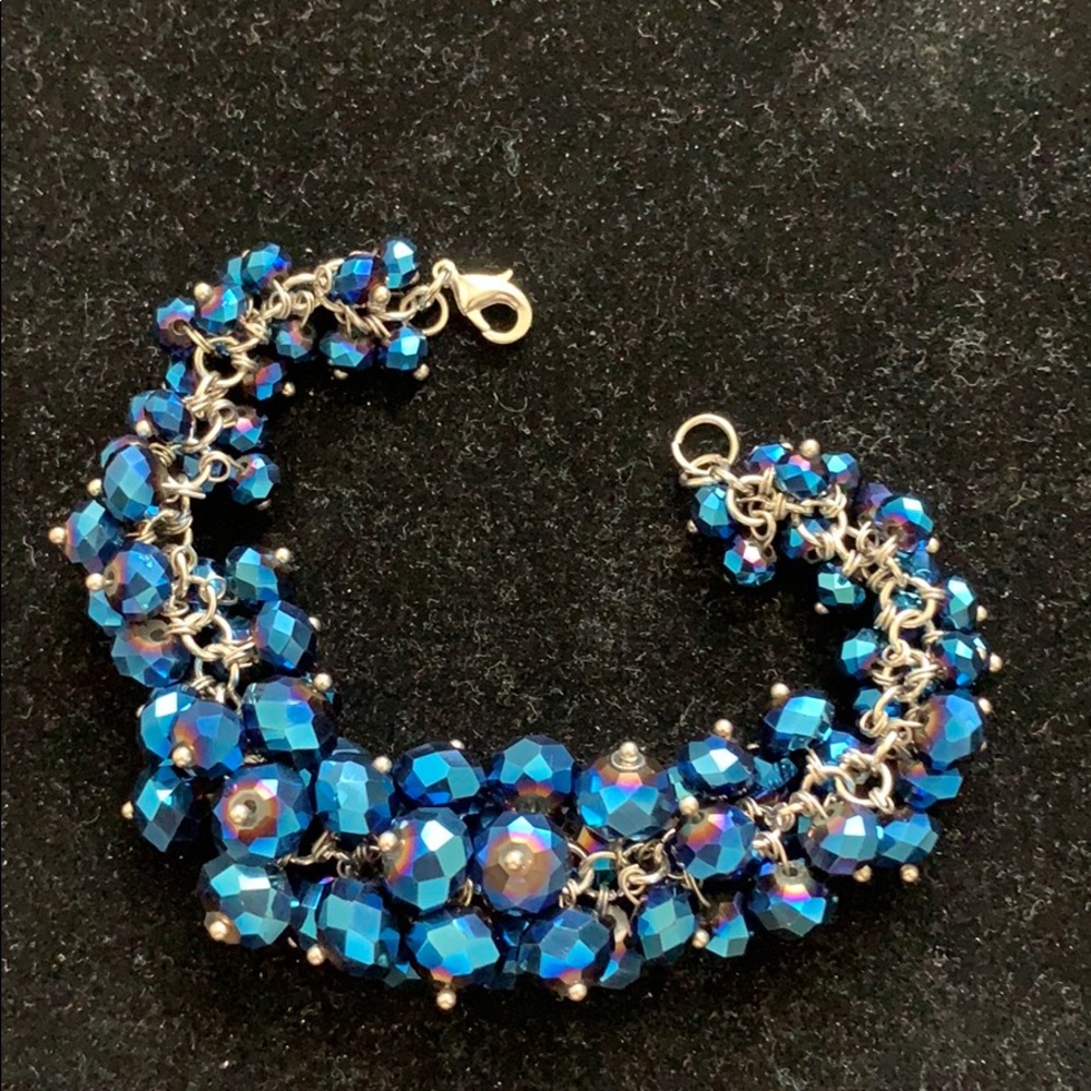 Peacock bead fashion bracelet /silvertone nwot 8” - Picture 3 of 5